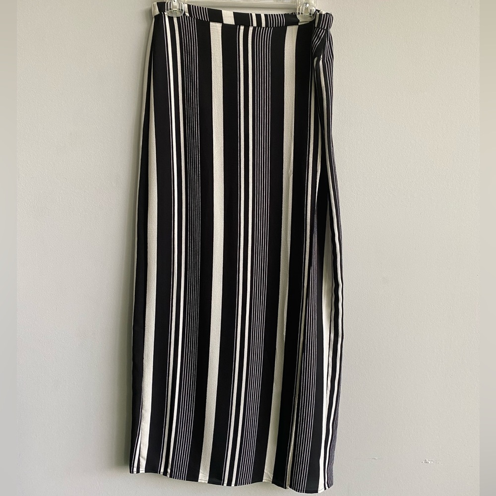 High Slit Striped Skirt